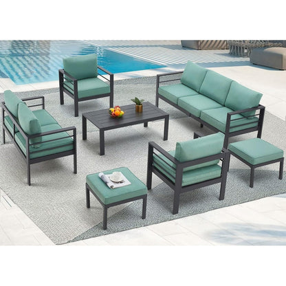 Ensemble de mobilier de patio en aluminium AECOJOY 7 pièces, ensemble de conversation d'extérieur