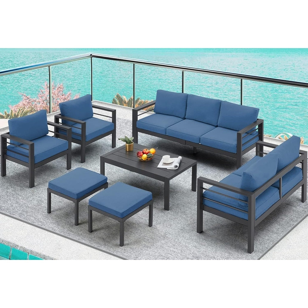 Ensemble de mobilier de patio en aluminium AECOJOY 7 pièces, ensemble de conversation d'extérieur