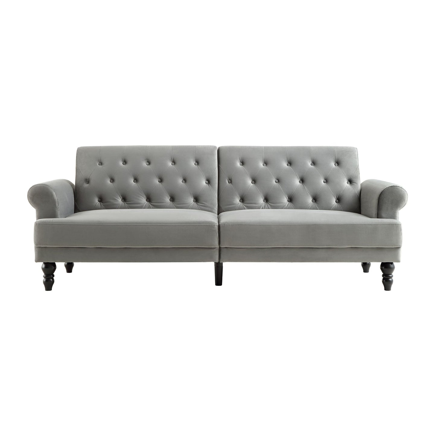 Canapé-lit Chesterfield 3 places Hanney en velours gris