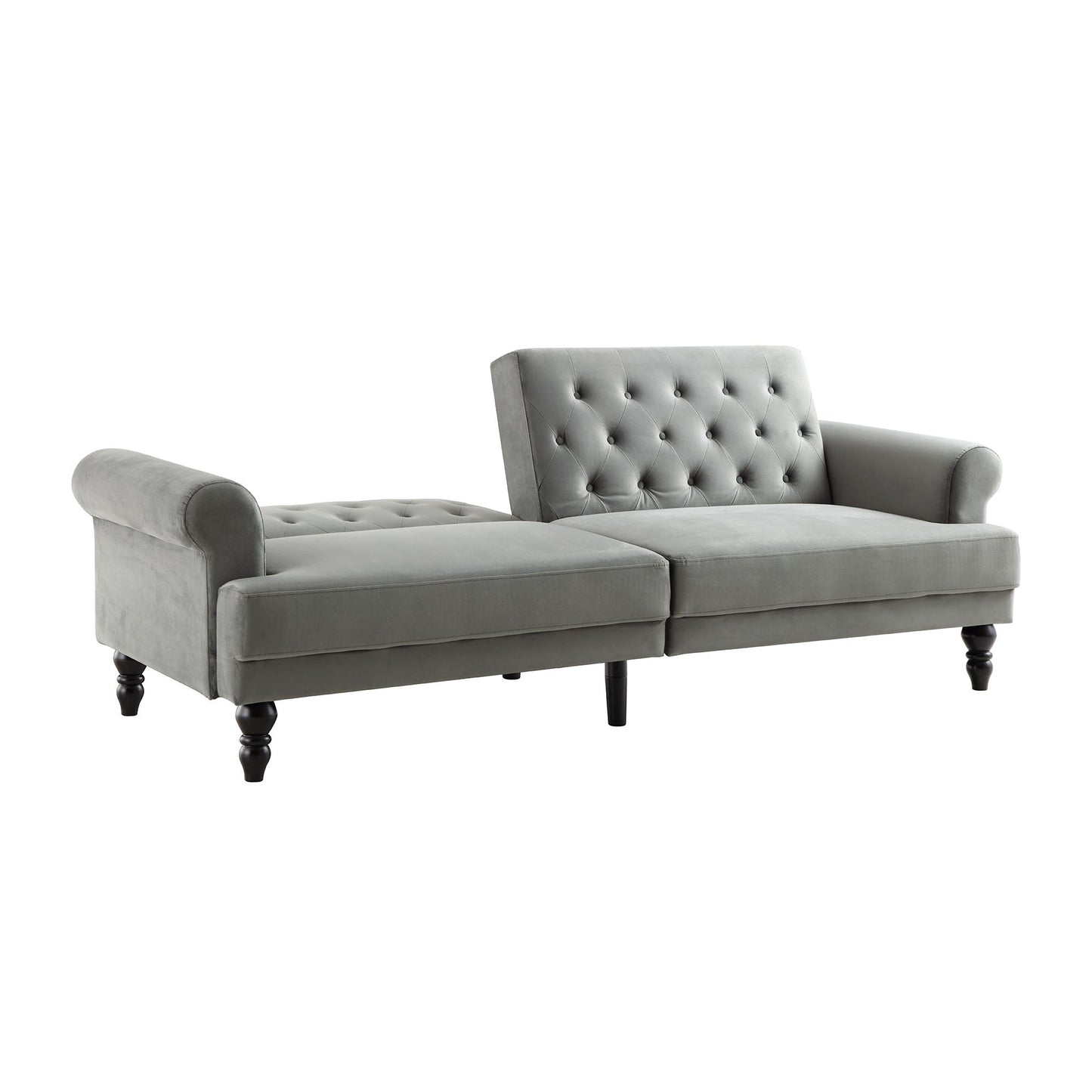 Canapé-lit Chesterfield 3 places Hanney en velours gris