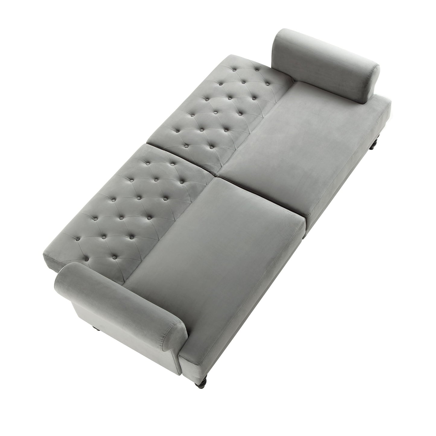 Canapé-lit Chesterfield 3 places Hanney en velours gris