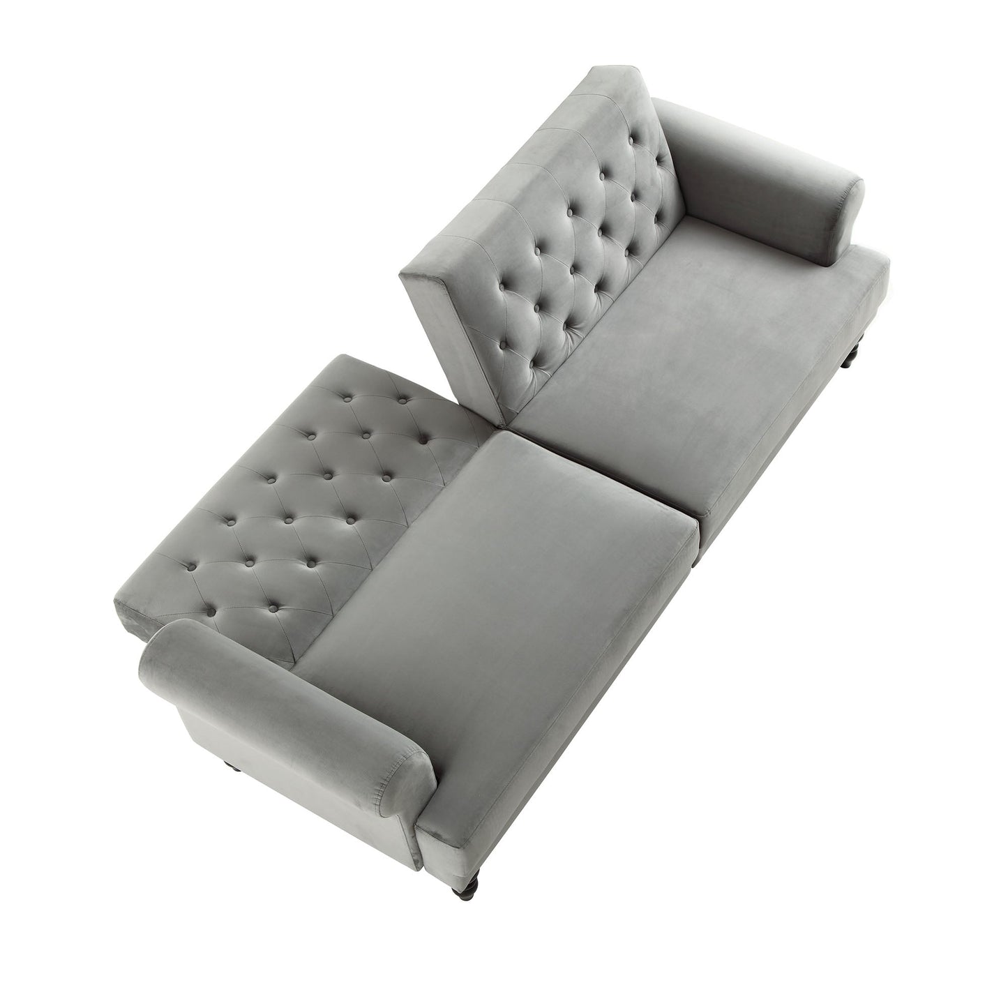 Canapé-lit Chesterfield 3 places Hanney en velours gris