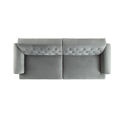 Canapé-lit Chesterfield 3 places Hanney en velours gris
