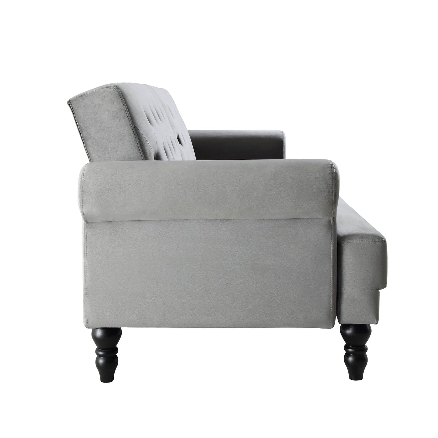 Canapé-lit Chesterfield 3 places Hanney en velours gris
