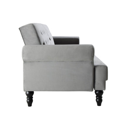 Canapé-lit Chesterfield 3 places Hanney en velours gris