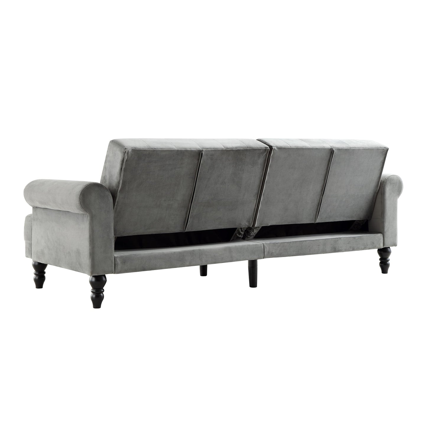 Canapé-lit Chesterfield 3 places Hanney en velours gris