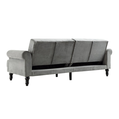 Canapé-lit Chesterfield 3 places Hanney en velours gris