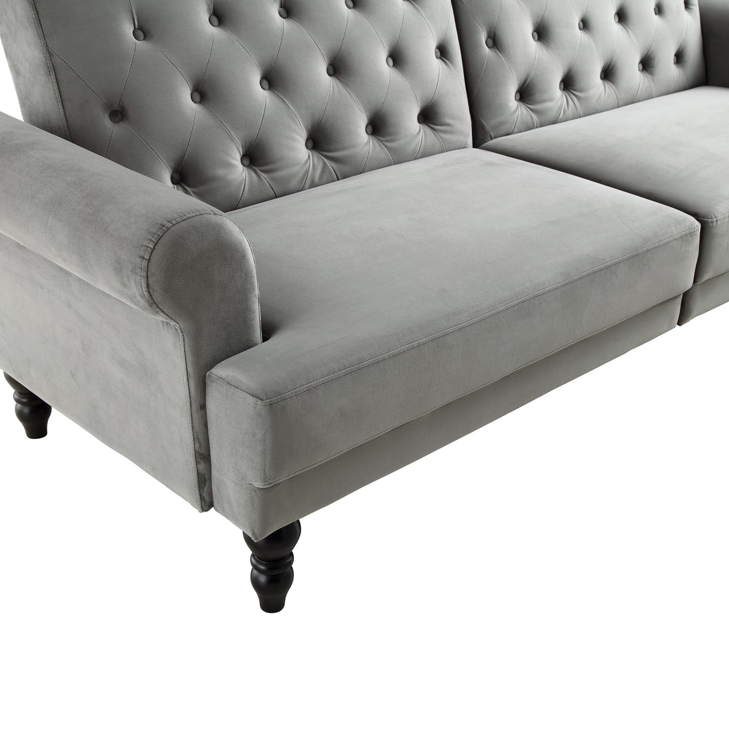 Canapé-lit Chesterfield 3 places Hanney en velours gris