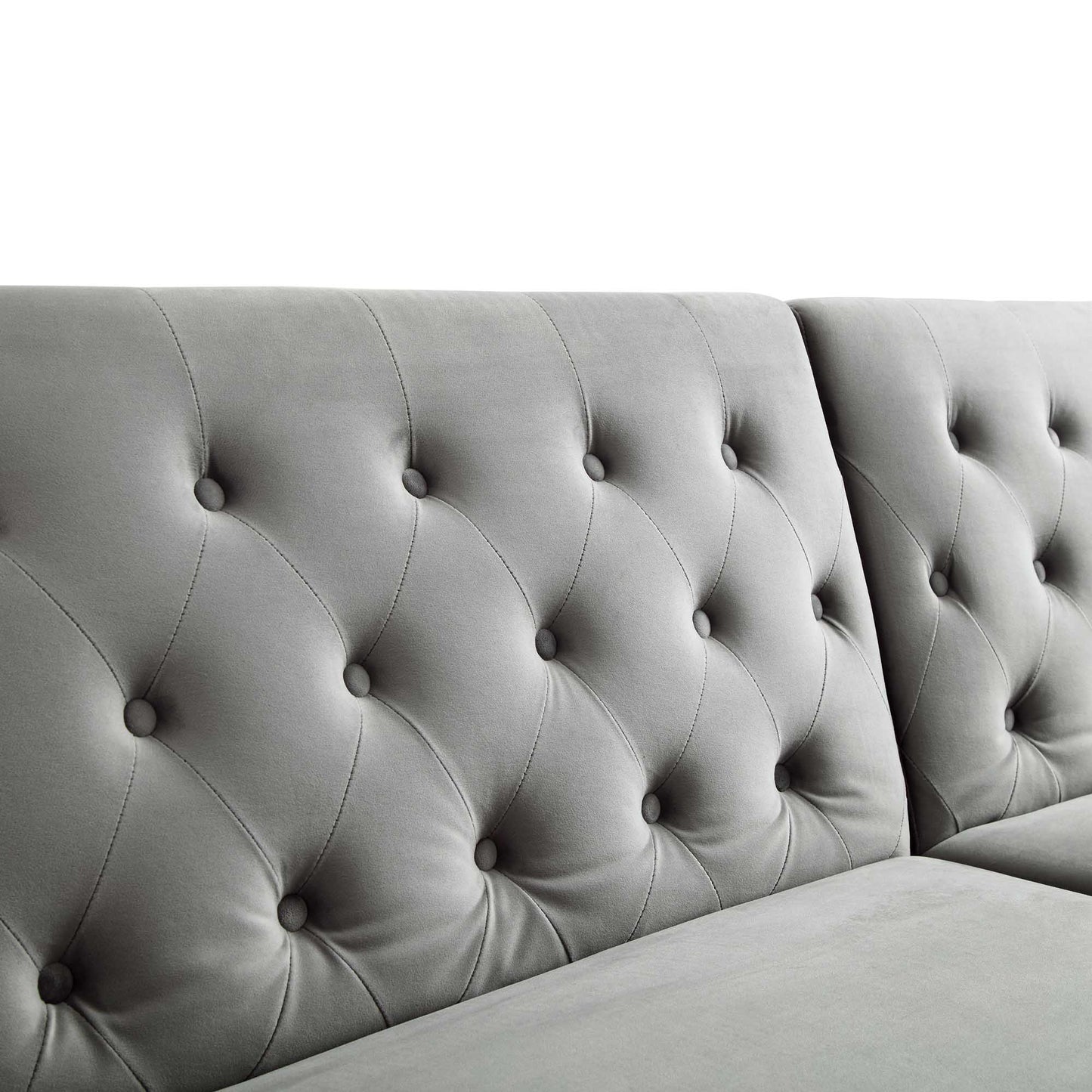 Canapé-lit Chesterfield 3 places Hanney en velours gris