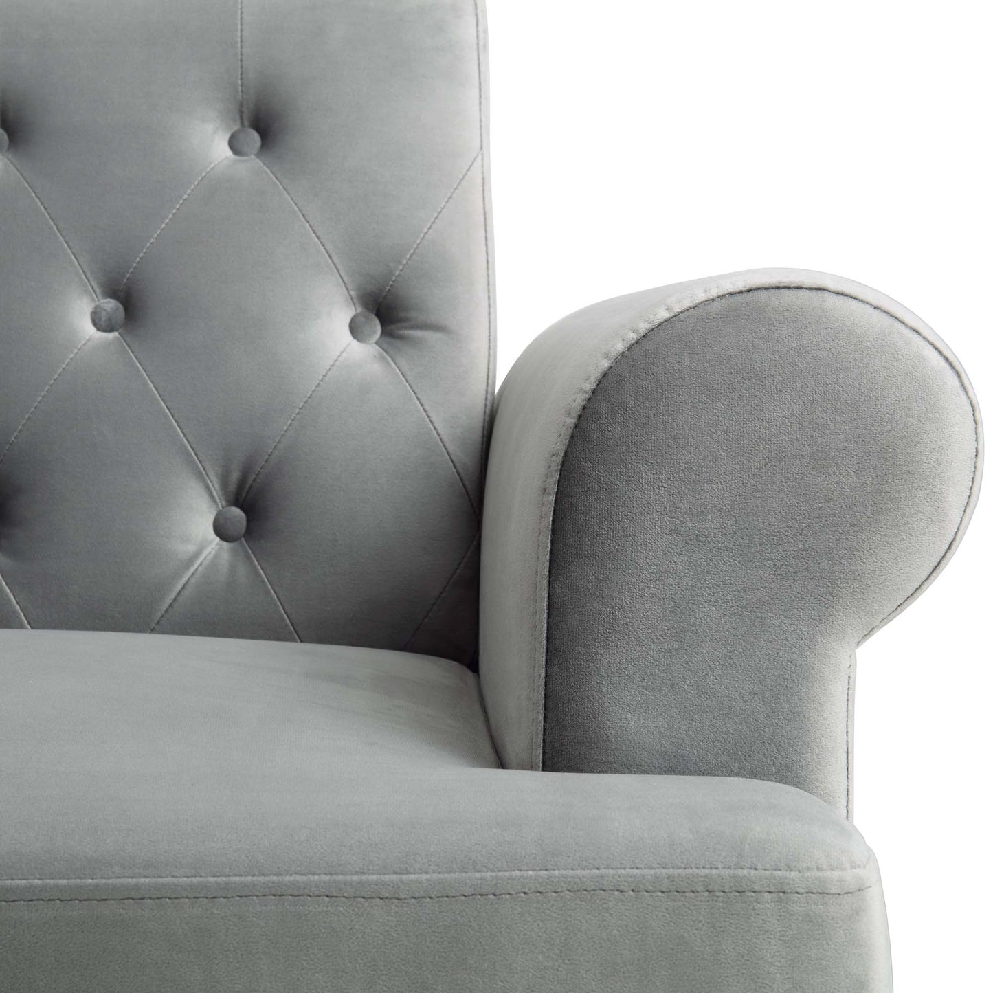Canapé-lit Chesterfield 3 places Hanney en velours gris