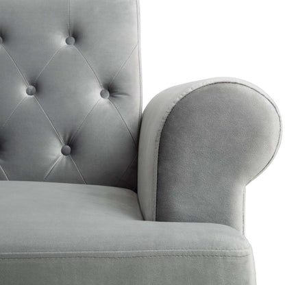 Canapé-lit Chesterfield 3 places Hanney en velours gris