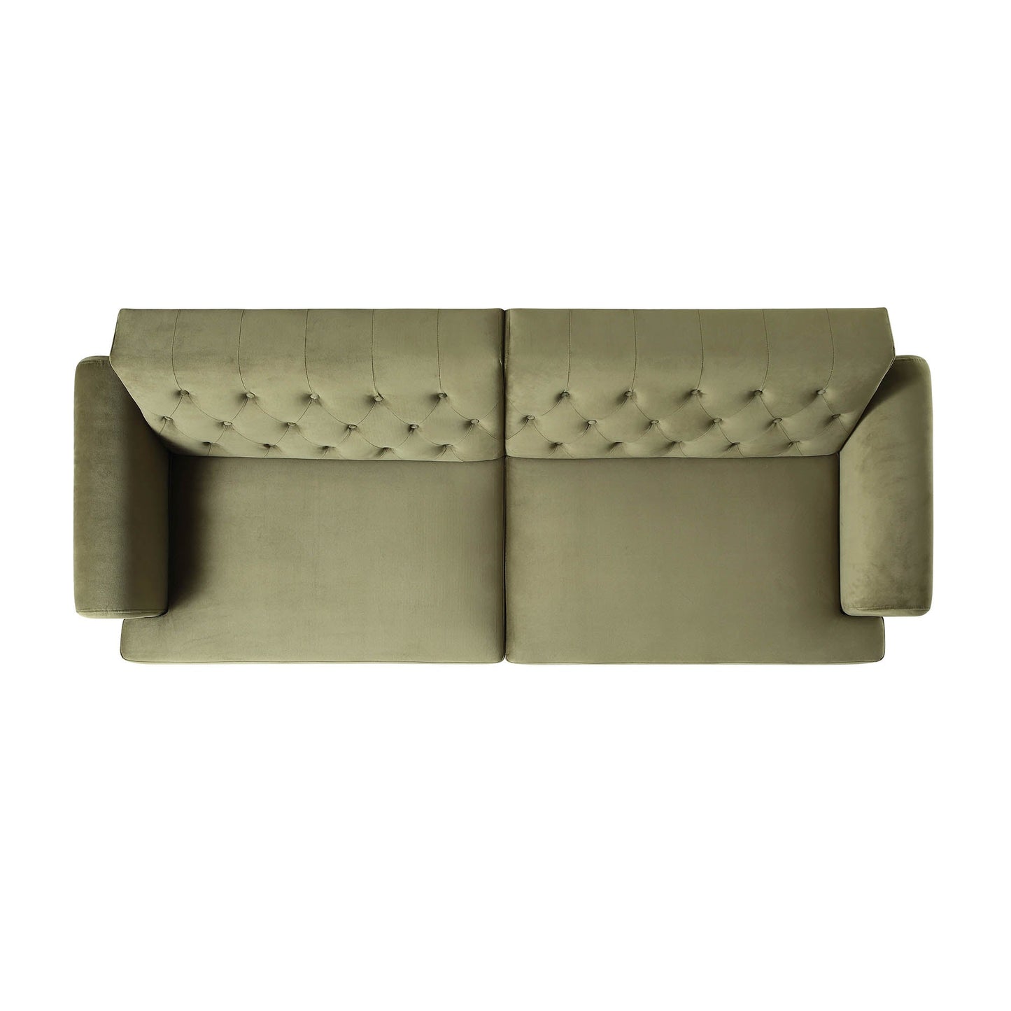 Canapé-lit Chesterfield 3 places Hanney en velours vert mousse