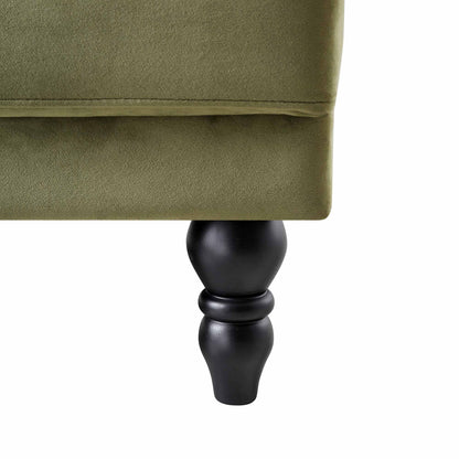 Canapé-lit Chesterfield 3 places Hanney en velours vert mousse