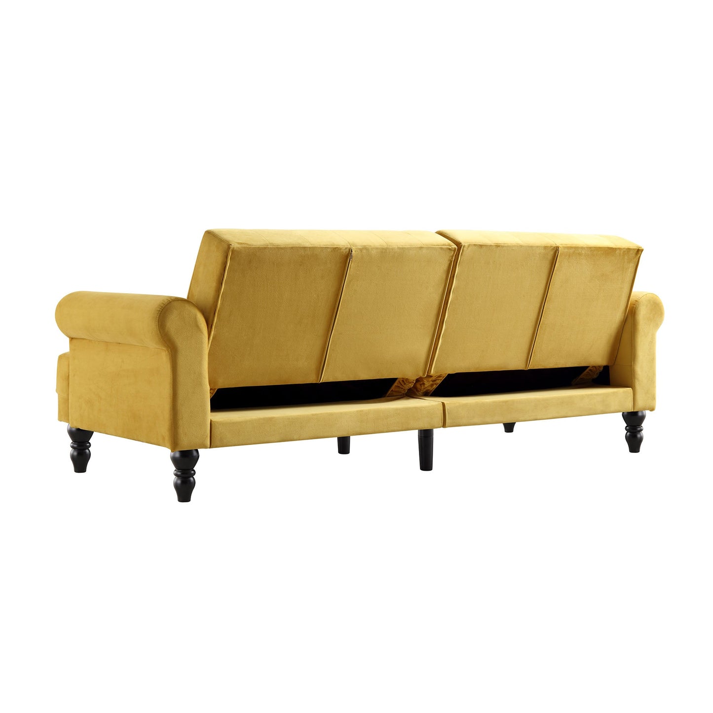 Canapé-lit Chesterfield 3 places Hanney en velours jaune moutarde