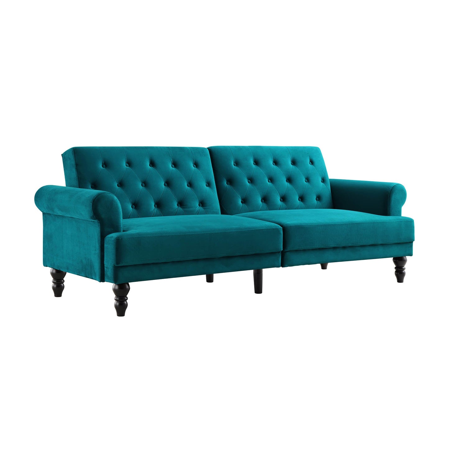 Canapé-lit Chesterfield 3 places Hanney en velours bleu sarcelle