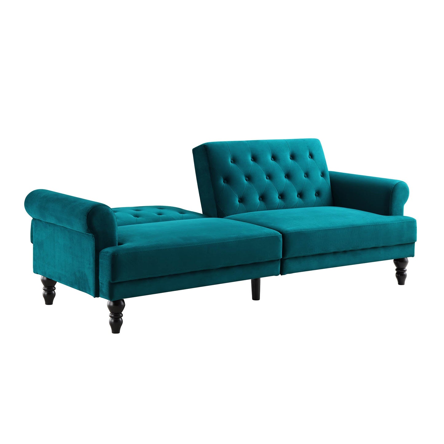 Canapé-lit Chesterfield 3 places Hanney en velours bleu sarcelle