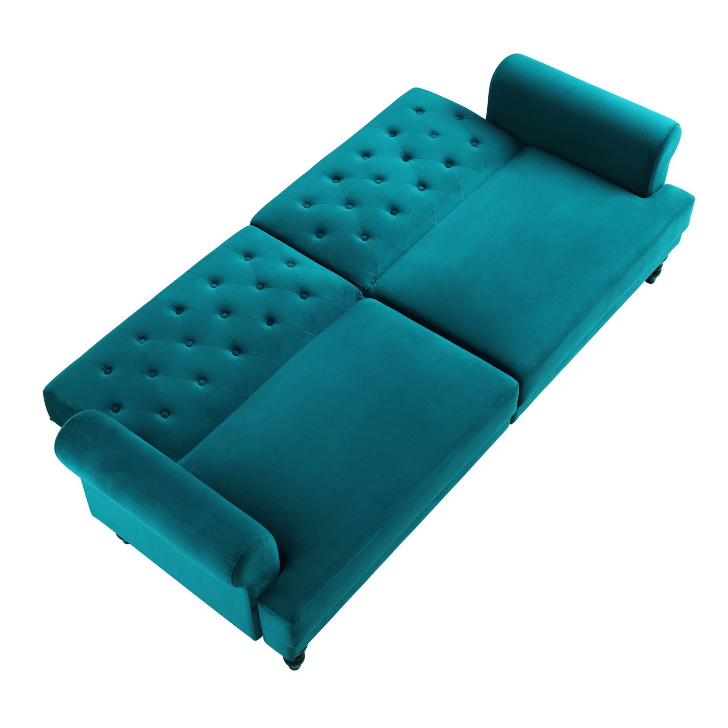 Canapé-lit Chesterfield 3 places Hanney en velours bleu sarcelle