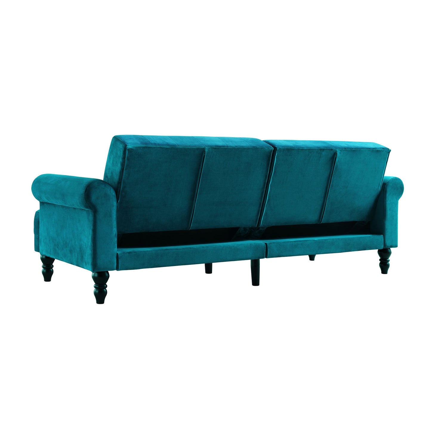 Canapé-lit Chesterfield 3 places Hanney en velours bleu sarcelle