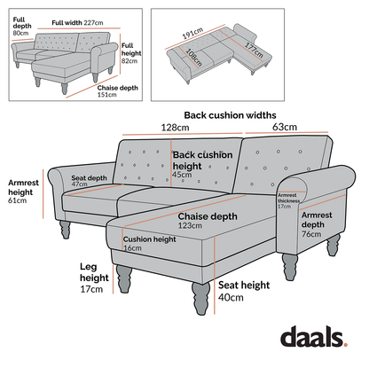 Canapé-lit Chesterfield Hanney en velours gris