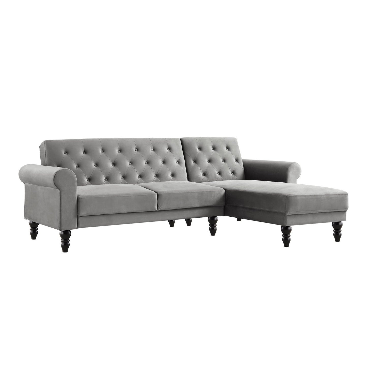 Canapé-lit Chesterfield Hanney en velours gris