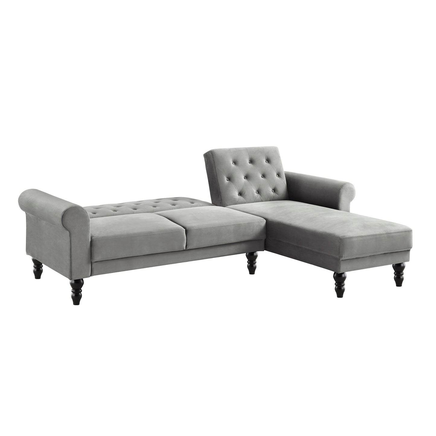 Canapé-lit Chesterfield Hanney en velours gris