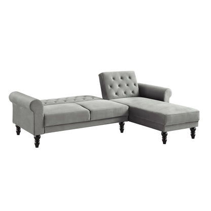 Canapé-lit Chesterfield Hanney en velours gris