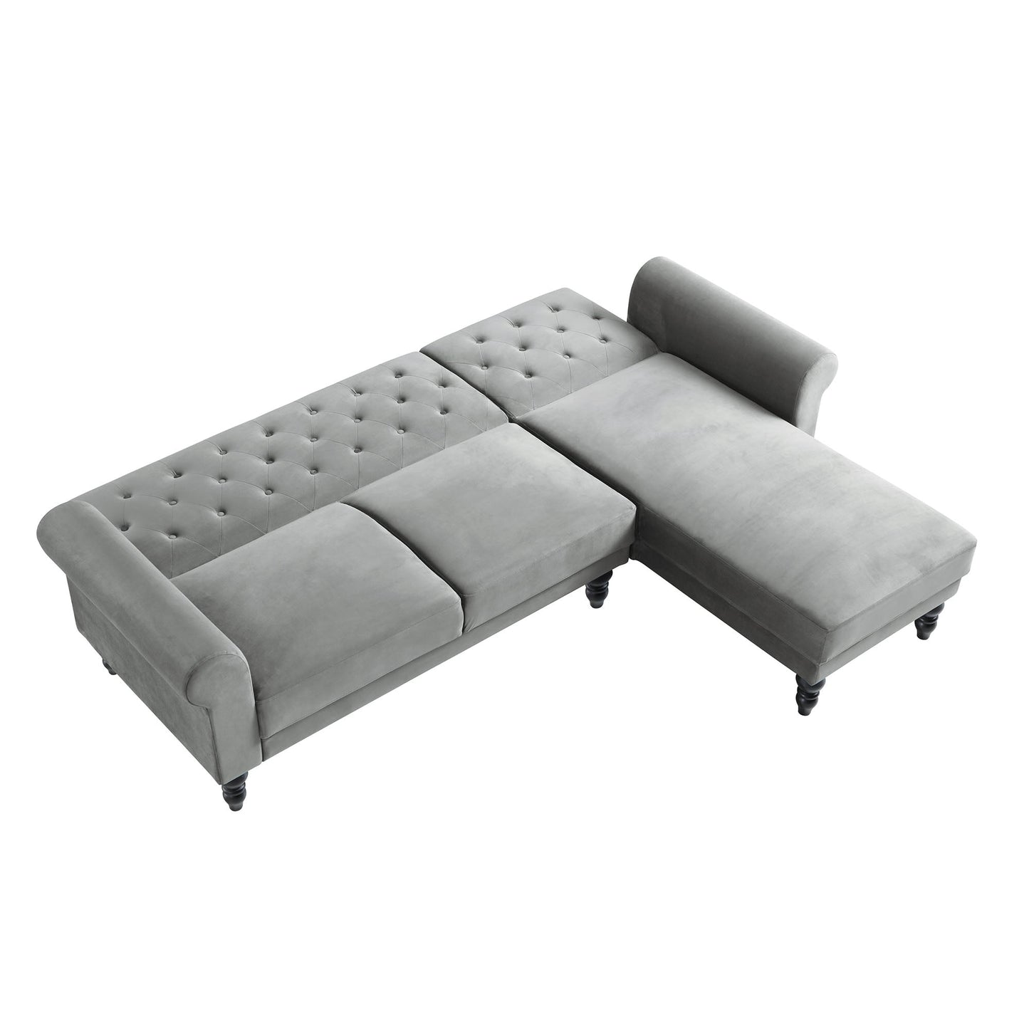 Canapé-lit Chesterfield Hanney en velours gris