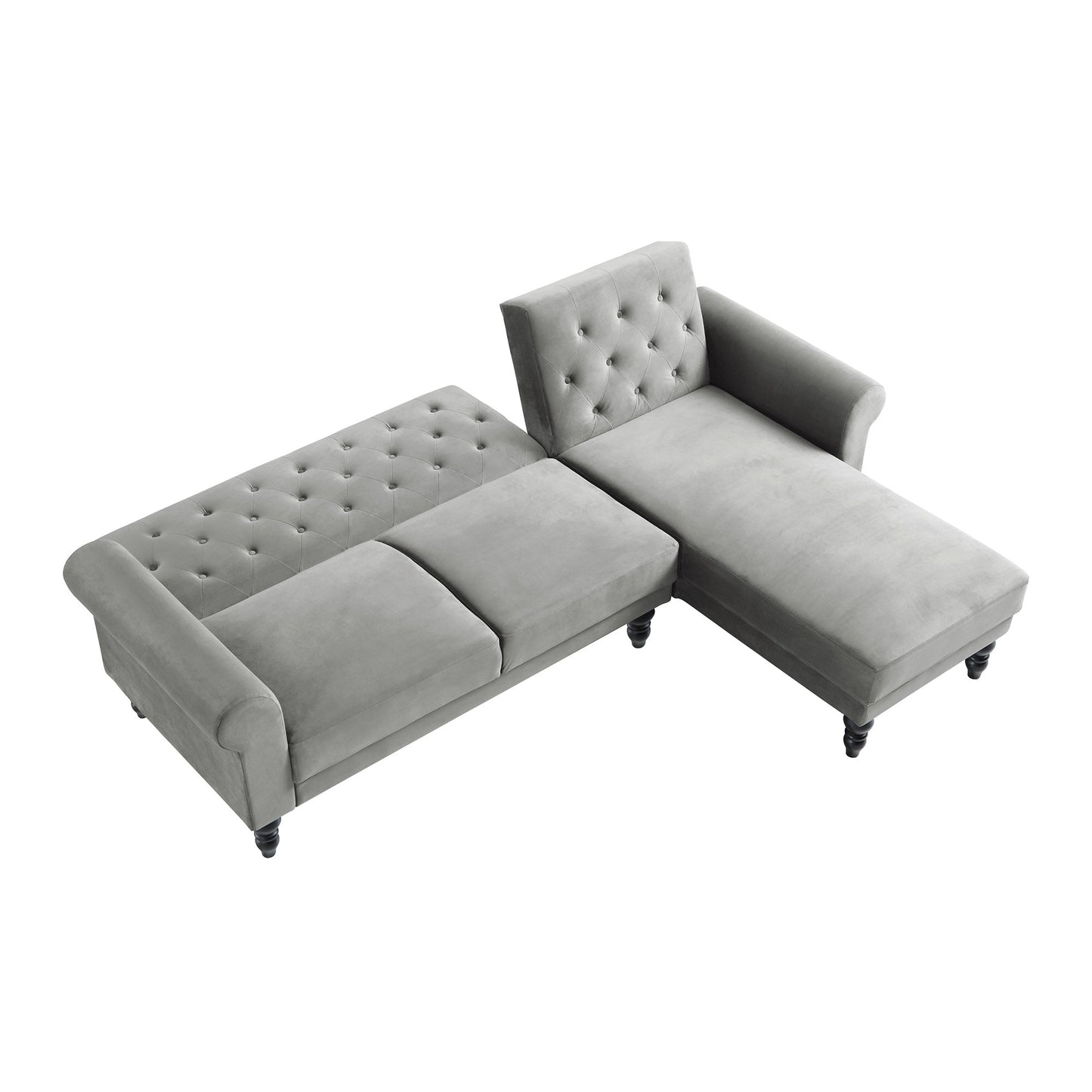 Canapé-lit Chesterfield Hanney en velours gris