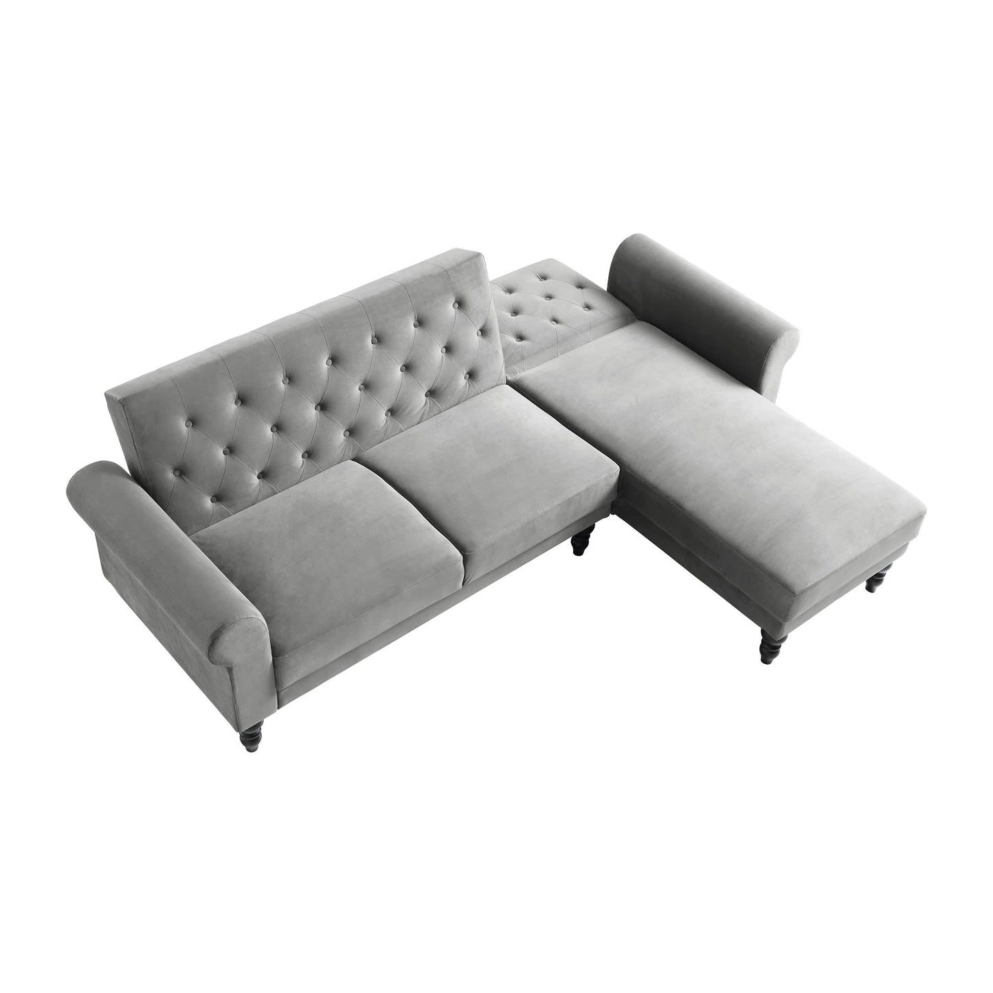 Canapé-lit Chesterfield Hanney en velours gris