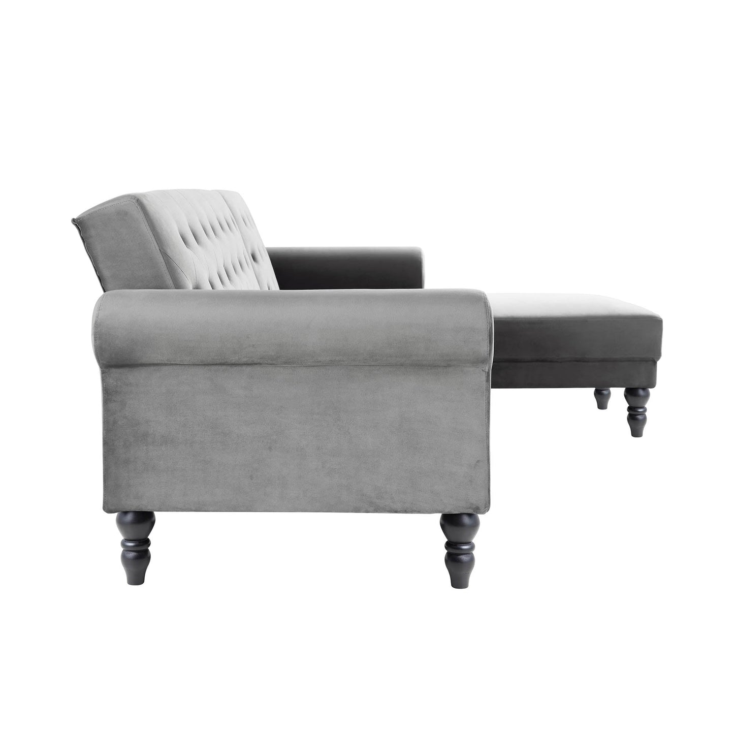 Canapé-lit Chesterfield Hanney en velours gris