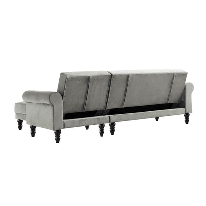 Canapé-lit Chesterfield Hanney en velours gris