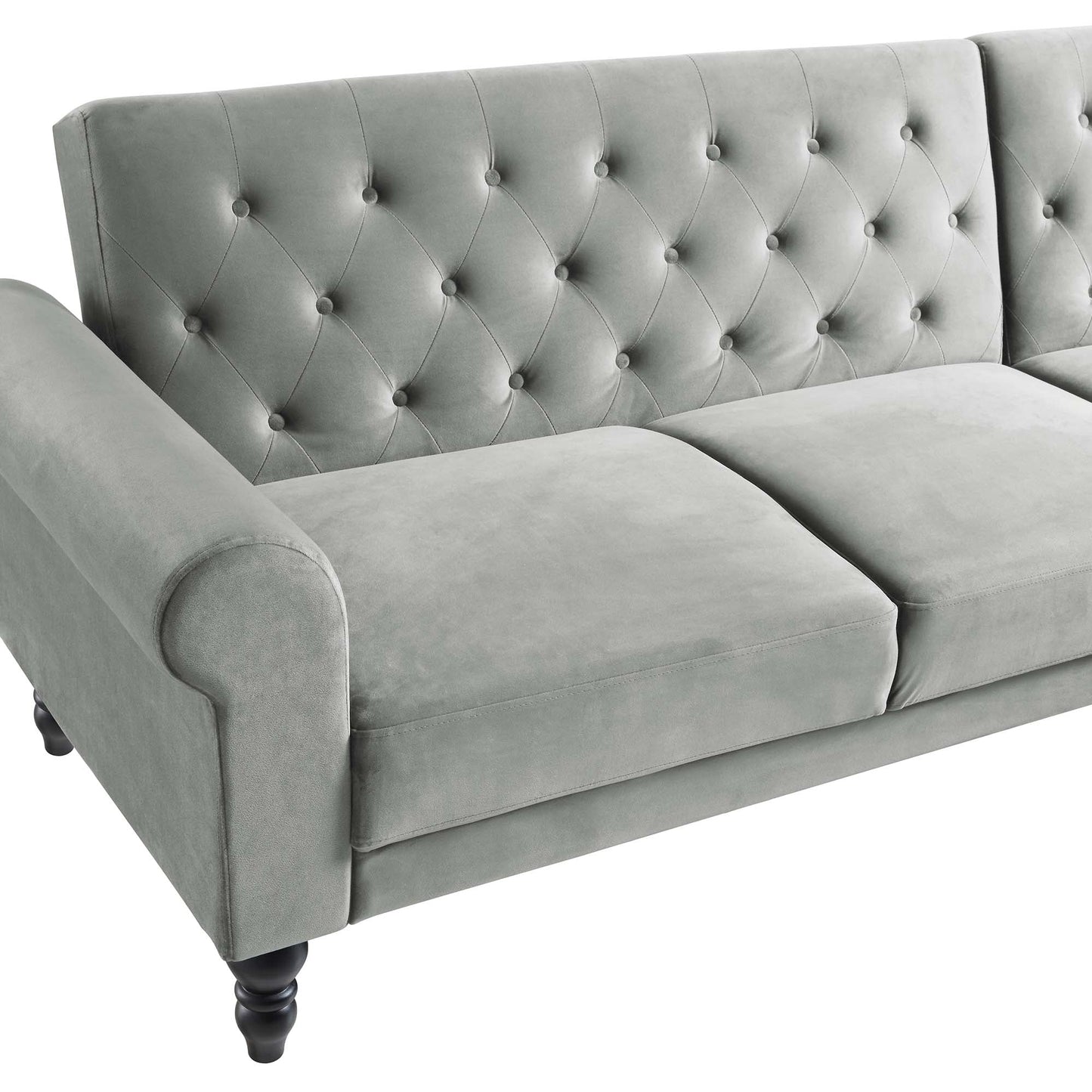 Canapé-lit Chesterfield Hanney en velours gris