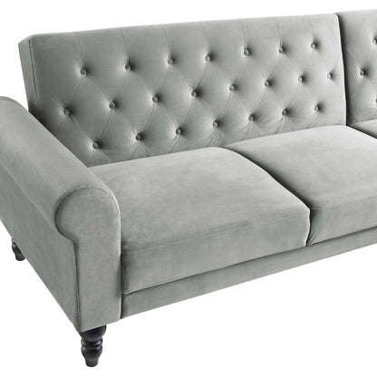 Canapé-lit Chesterfield Hanney en velours gris