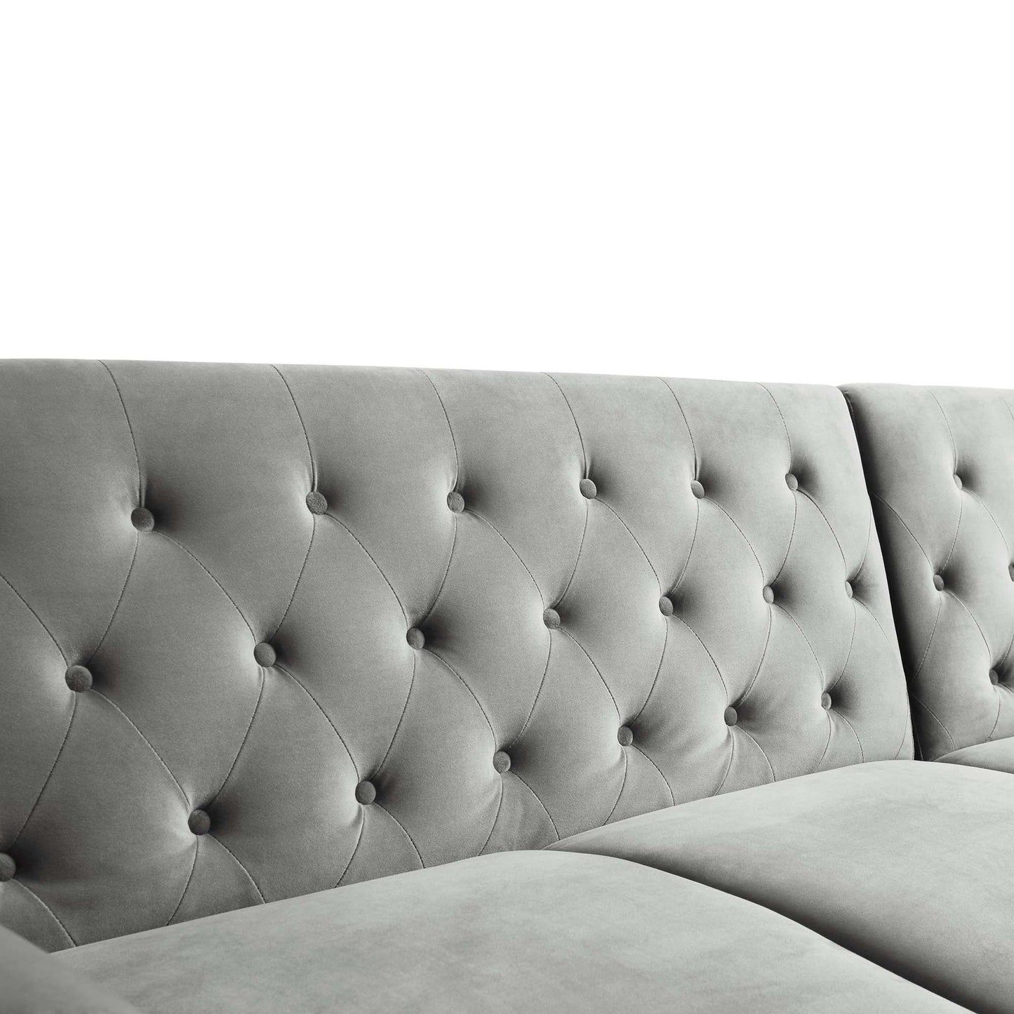 Canapé-lit Chesterfield Hanney en velours gris
