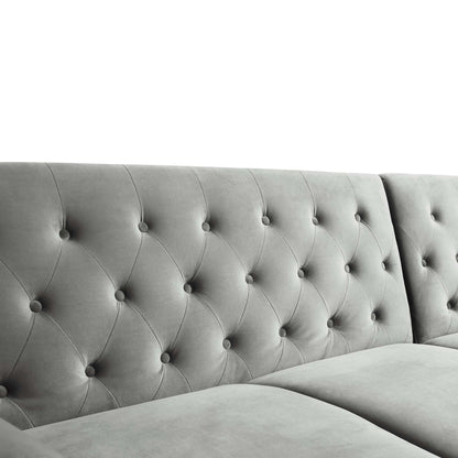Canapé-lit Chesterfield Hanney en velours gris