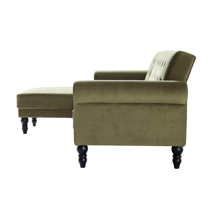Canapé-lit Chesterfield Hanney en velours vert mousse