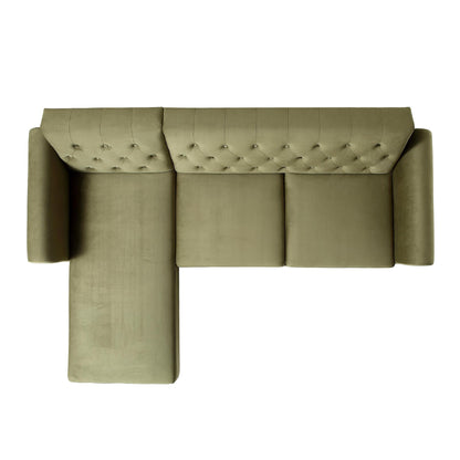 Canapé-lit Chesterfield Hanney en velours vert mousse