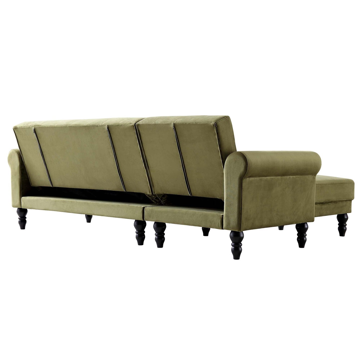Canapé-lit Chesterfield Hanney en velours vert mousse