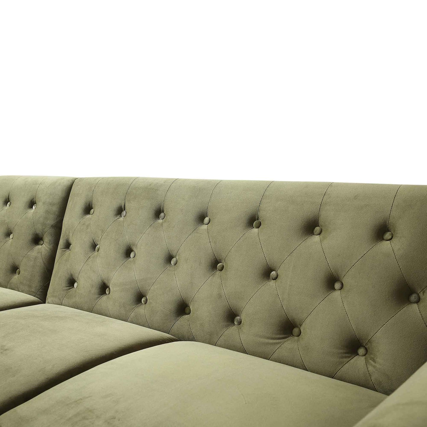 Canapé-lit Chesterfield Hanney en velours vert mousse