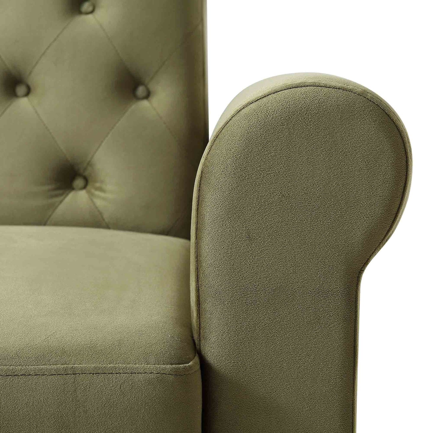 Canapé-lit Chesterfield Hanney en velours vert mousse