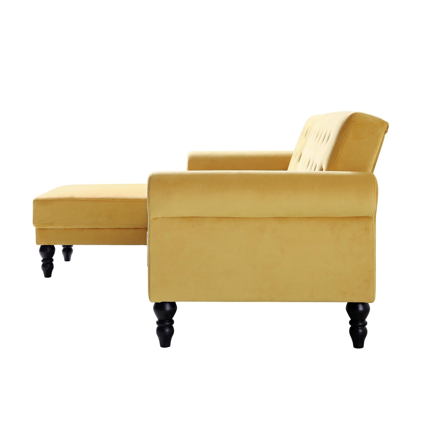 Canapé-lit Chesterfield Hanney en velours jaune moutarde
