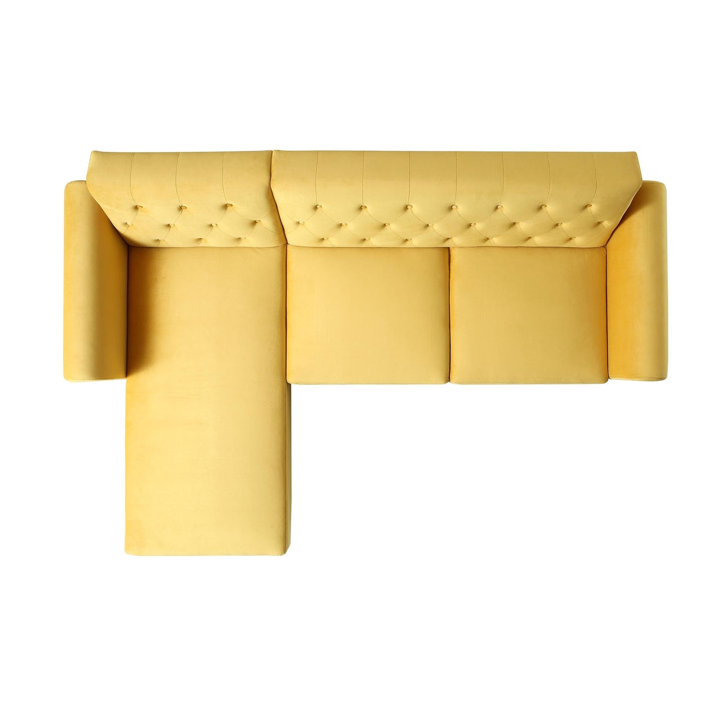Canapé-lit Chesterfield Hanney en velours jaune moutarde
