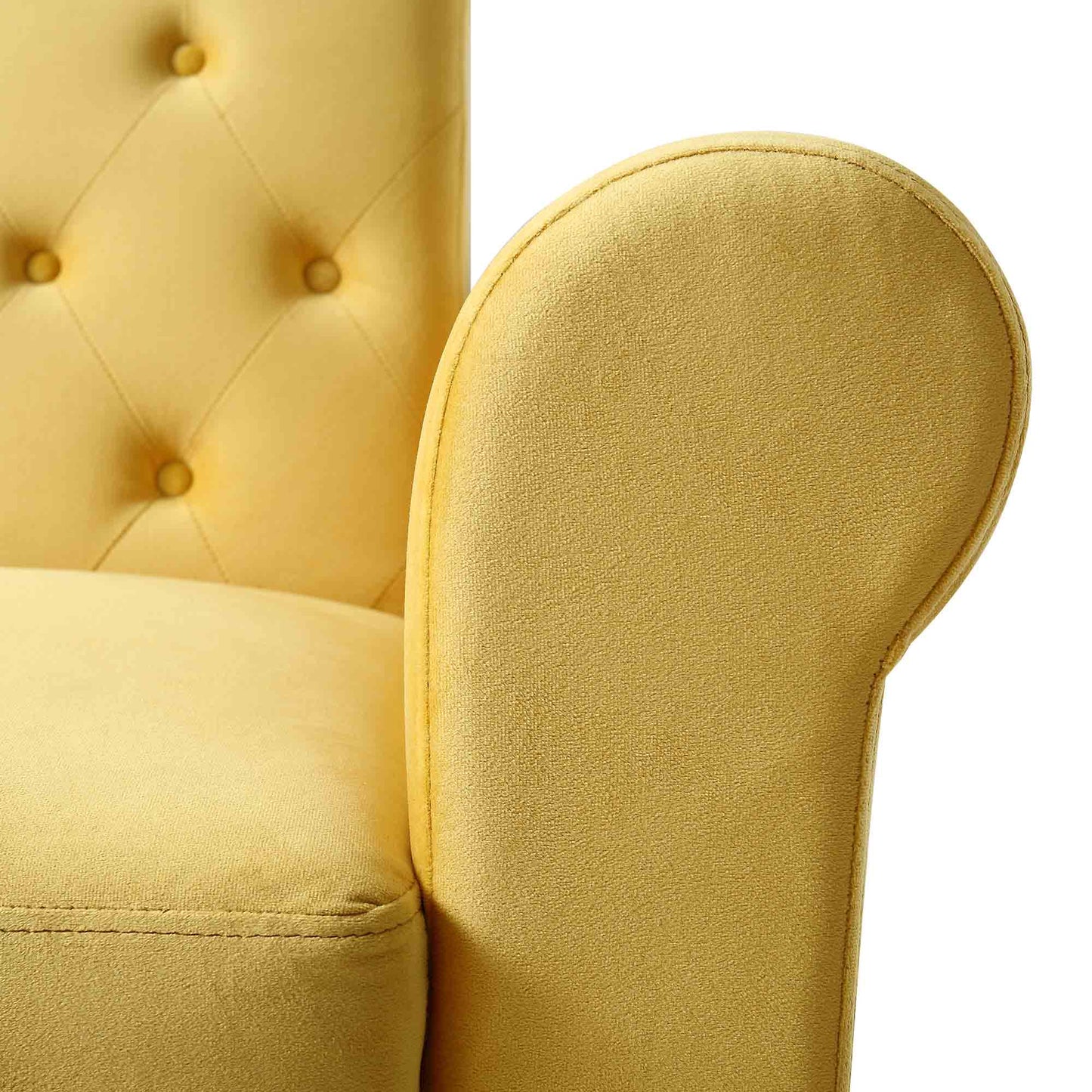 Canapé-lit Chesterfield Hanney en velours jaune moutarde