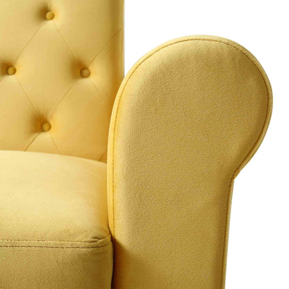 Canapé-lit Chesterfield Hanney en velours jaune moutarde