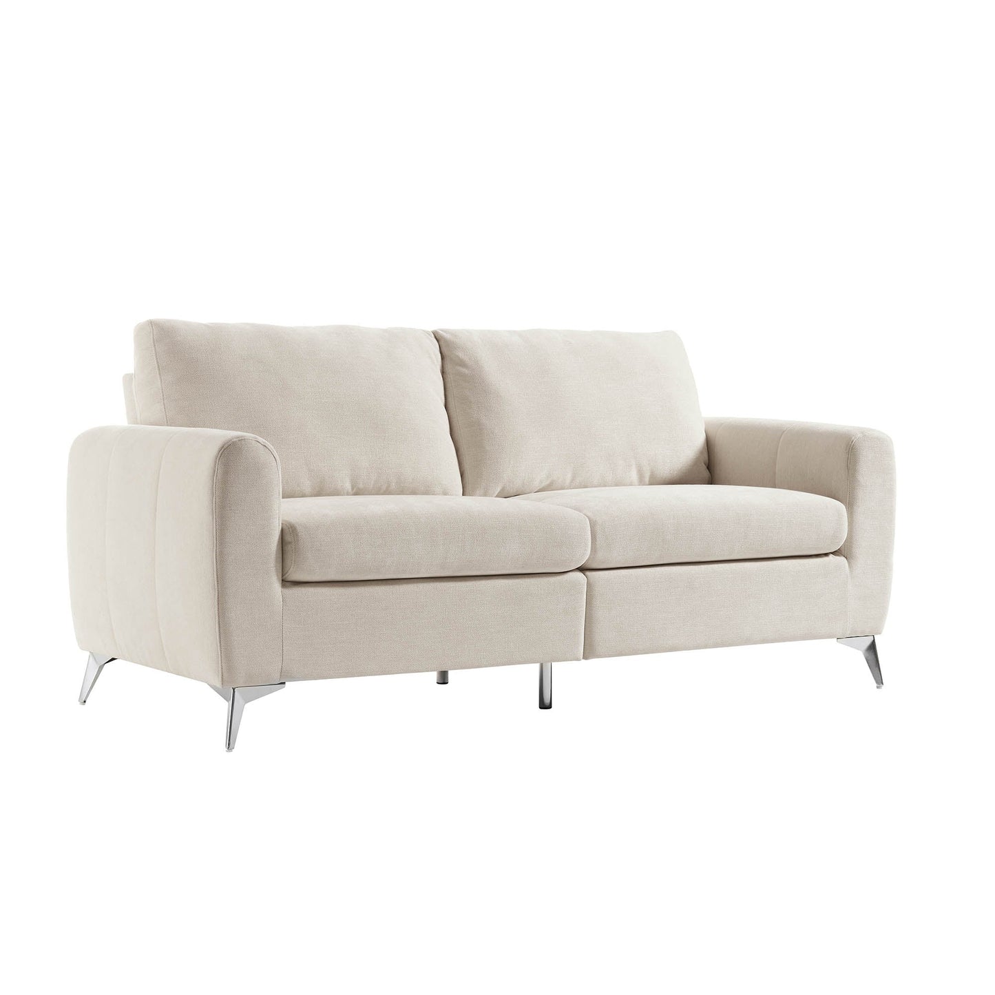 Canapé 3 places Noak en tissu tissé beige avec pieds chromés