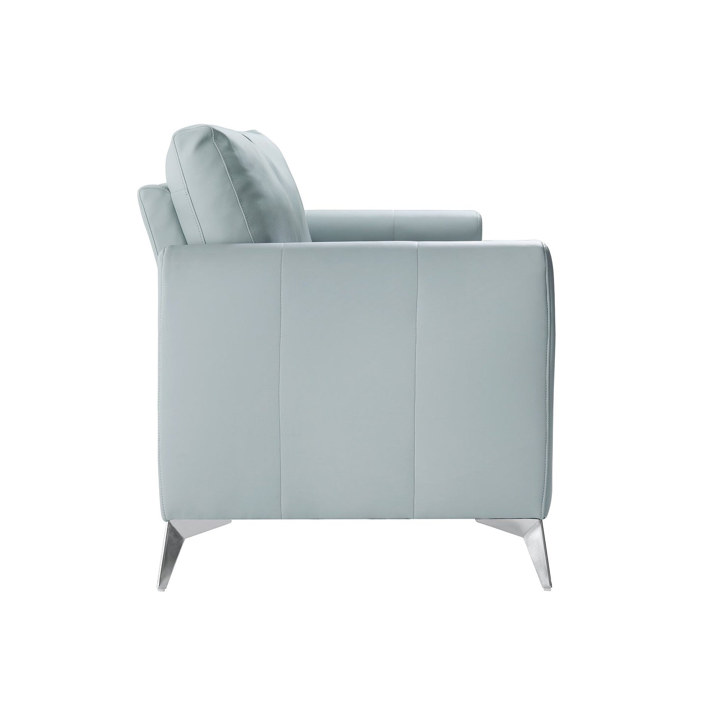 Canapé 2 places Noak en similicuir gris avec pieds chromés