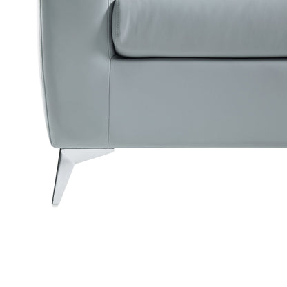 Canapé 2 places Noak en similicuir gris avec pieds chromés