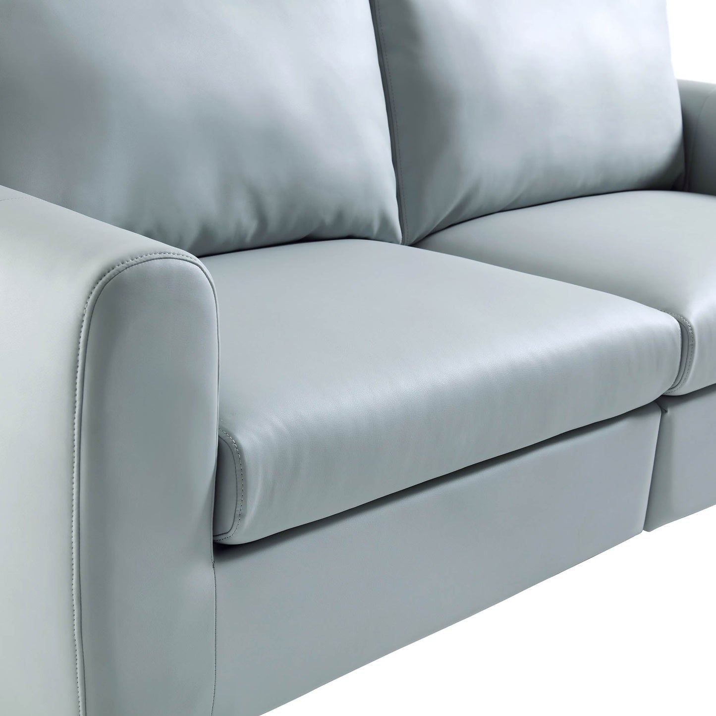 Canapé 2 places Noak en similicuir gris avec pieds chromés