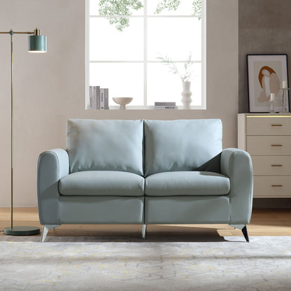 Canapé 2 places Noak en similicuir gris avec pieds chromés