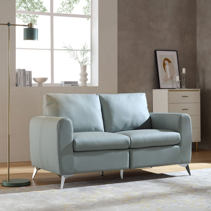 Canapé 2 places Noak en similicuir gris avec pieds chromés